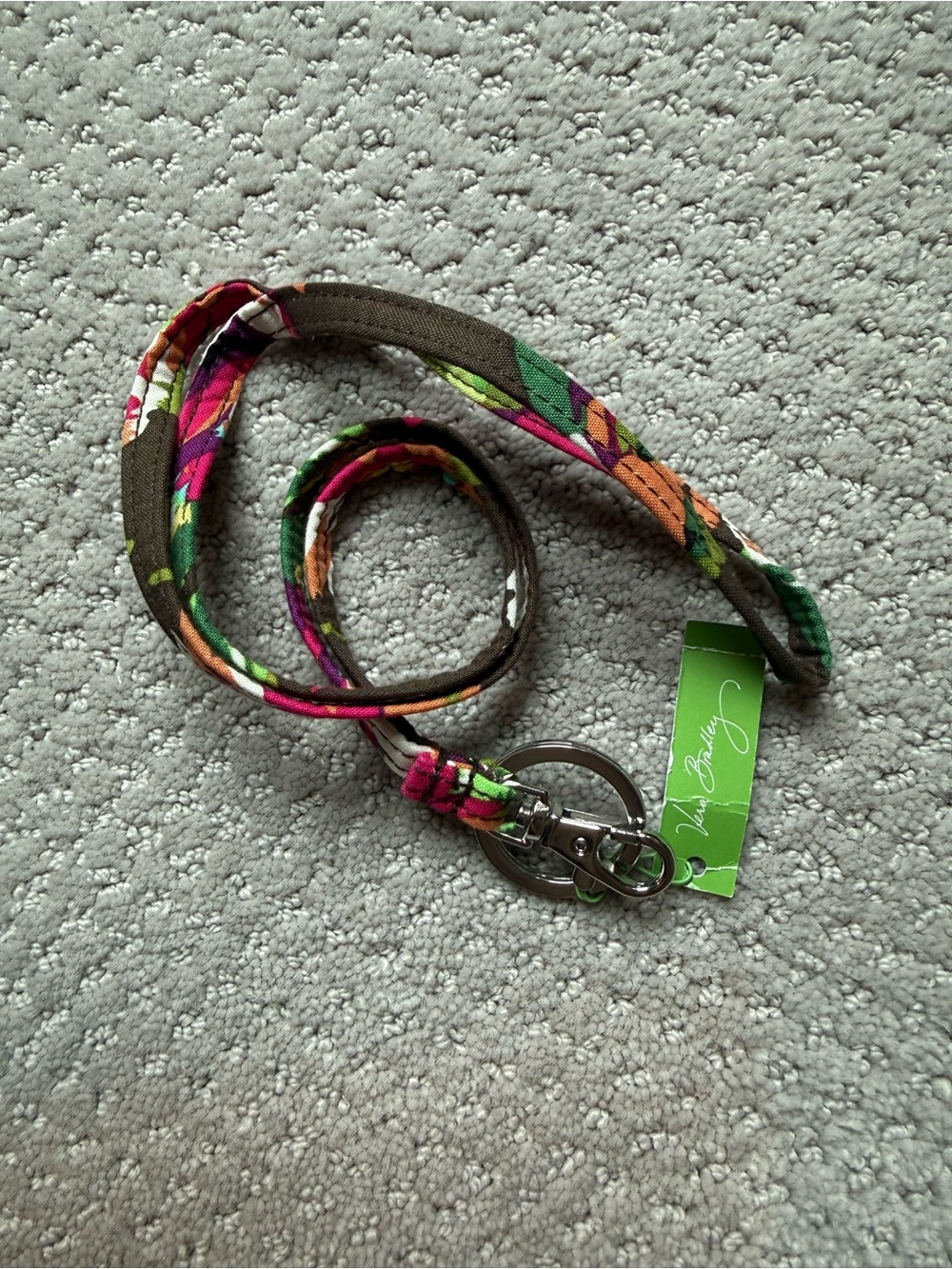♥️Vera Bradley “English Rose” RETIRED Lanyard Keychain red pink orange yellow